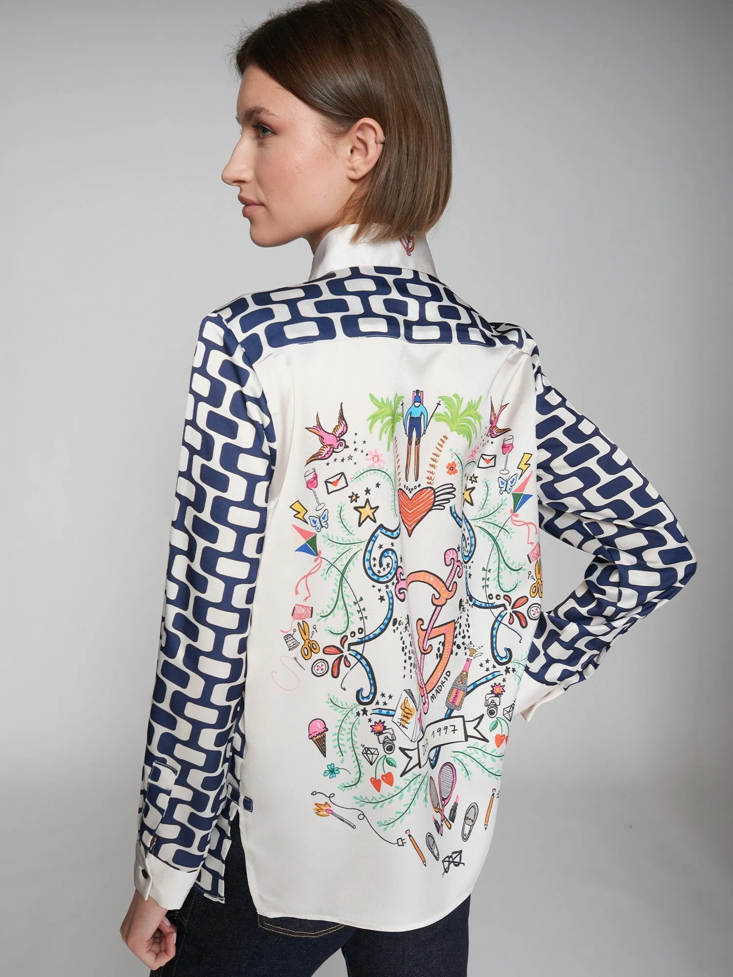 Vilagallo Geometric Shirt With Printed Back