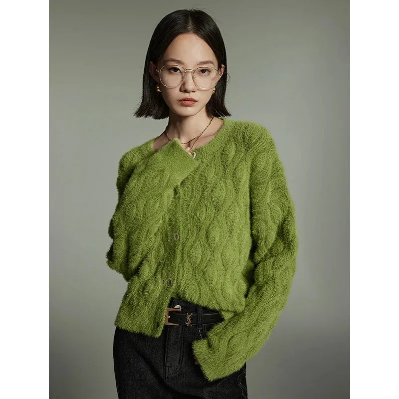 Women’s Imitation Mink Wool Knitted Jacket – Winter 2024