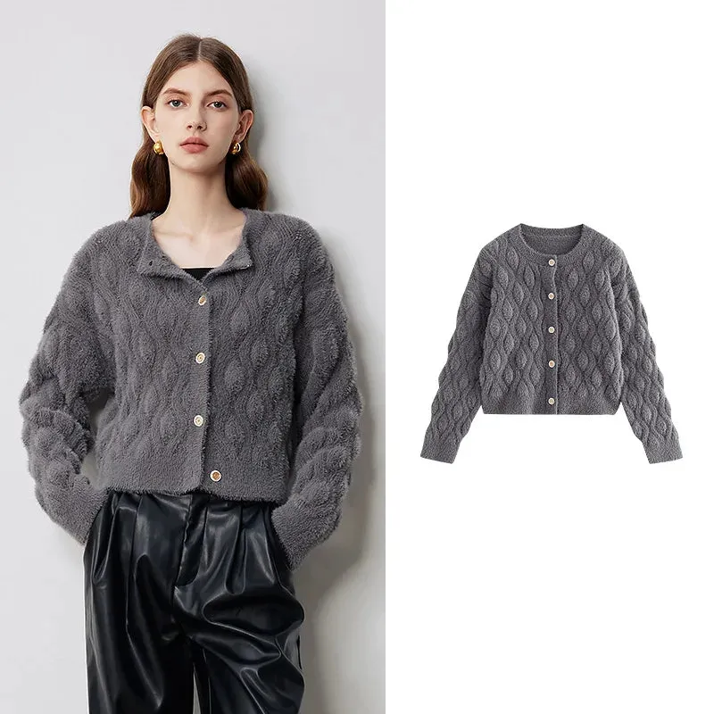 Women’s Imitation Mink Wool Knitted Jacket – Winter 2024