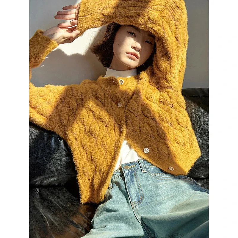 Women’s Imitation Mink Wool Knitted Jacket – Winter 2024